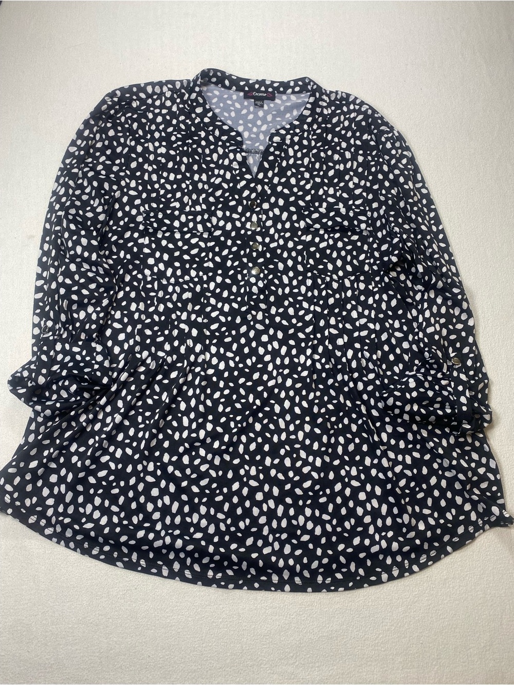 Cocomo Charming Polka Dot abstract Long-Sleeve Women's Top size XL
